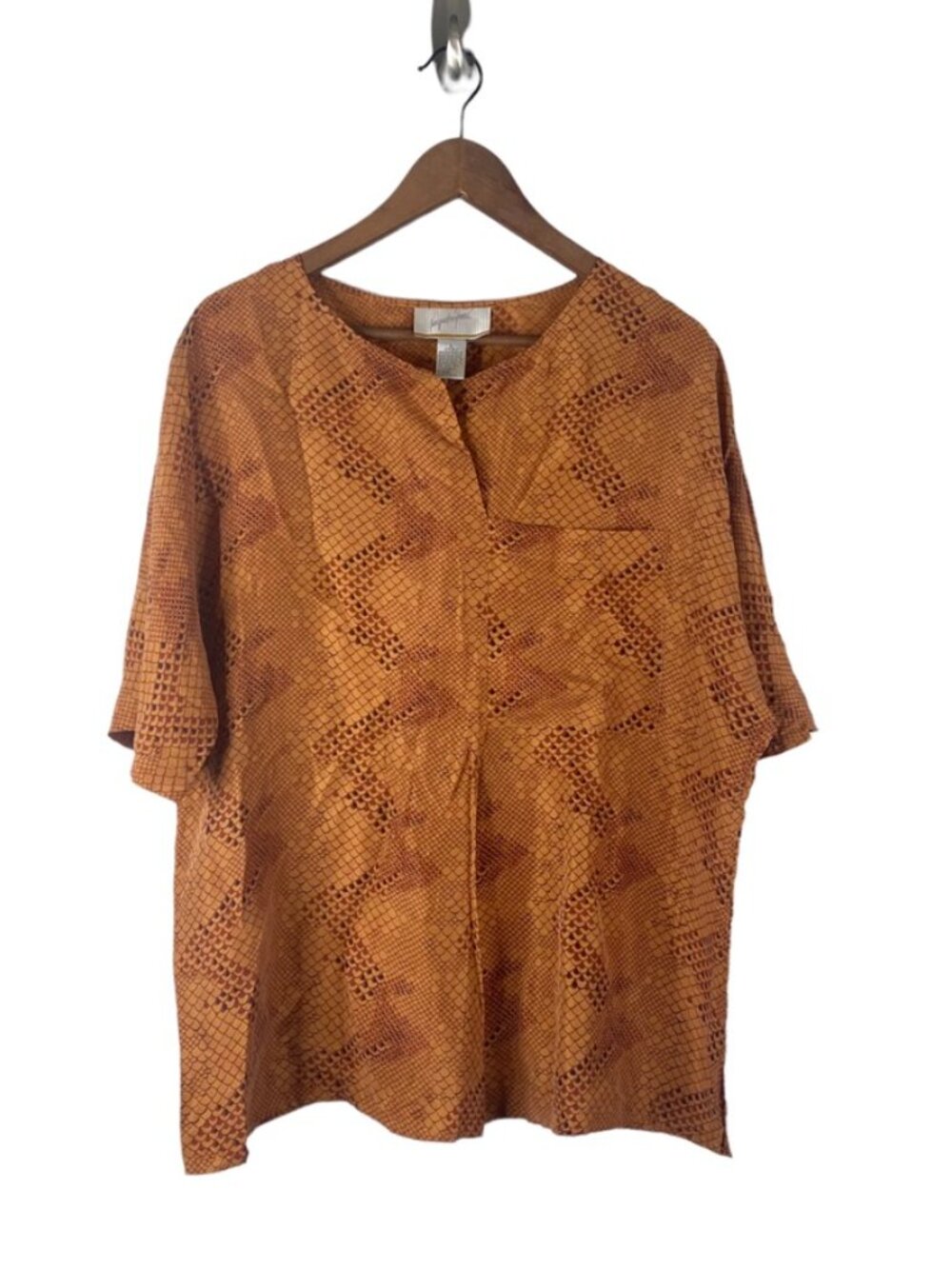 Jacqueline Ferrar Vintage Snake Print 100% Silk Top Size L